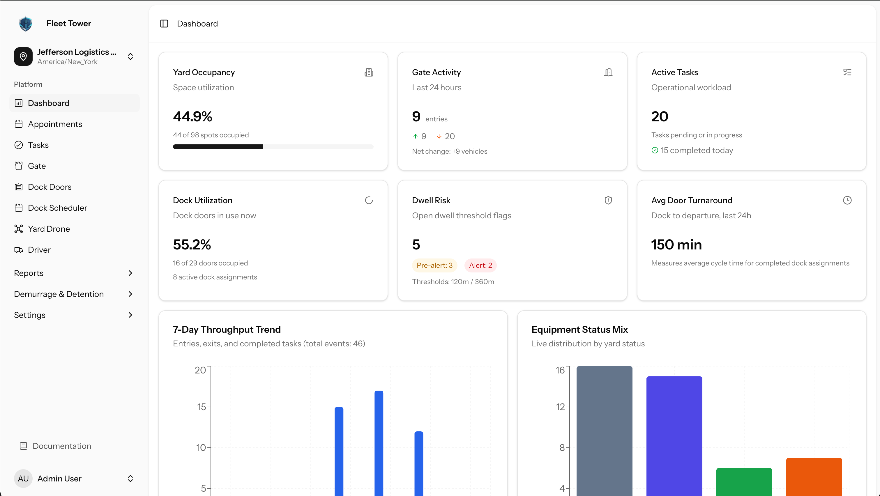 Fleet Tower appointments and scheduling interface